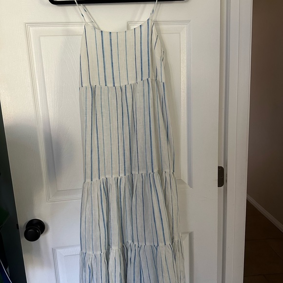 Madewell Midi Dress in Linen Stripe NWT - Picture 2 of 8